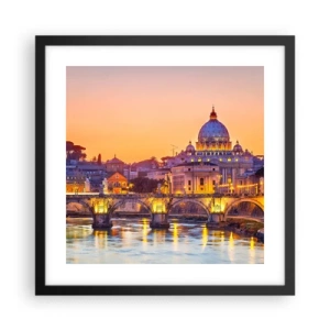 Plakat i sort ramme - Tusmørke over den evige by - 40x40 cm