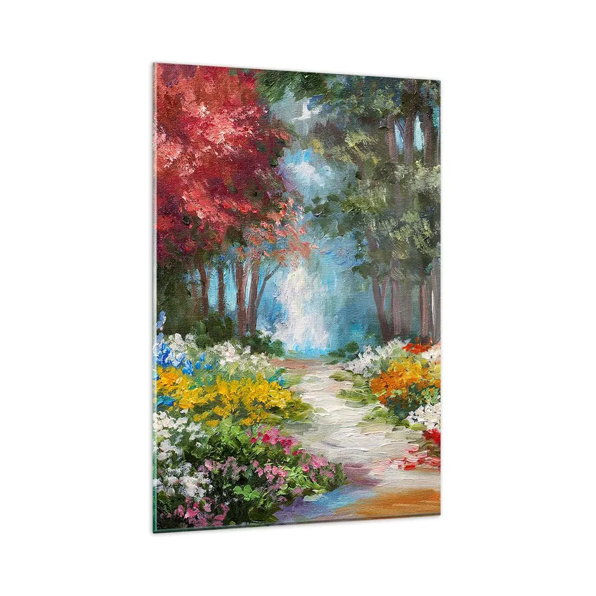 Billede på glas - Skovhave, blomsterskov - 80x120 cm