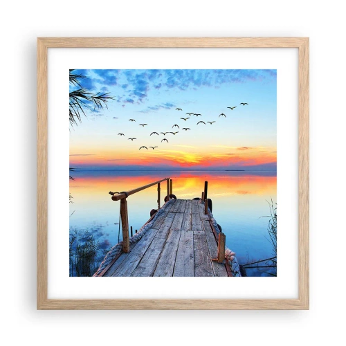 Plakat i ramme af lyst egetræ - Tid til at tage tilbage... - 40x40 cm