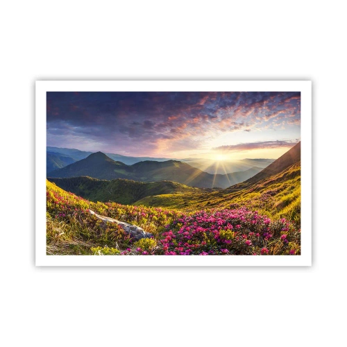Plakat - Friskheden af en morgen i bjergene - 91x61 cm