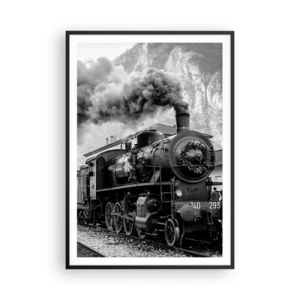 Plakat i sort ramme - Står på stationen... - 70x100 cm