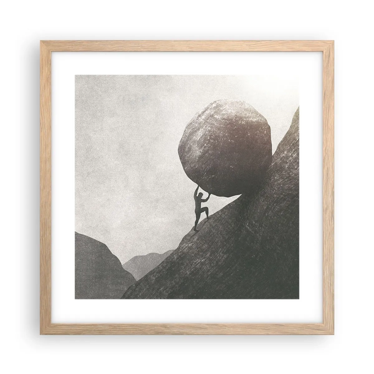 Plakat i ramme af lyst egetræ - Jeg tror mod al forventning - 40x40 cm