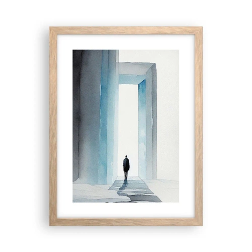 Plakat i ramme af lyst egetræ - Lev uden grænser - 30x40 cm