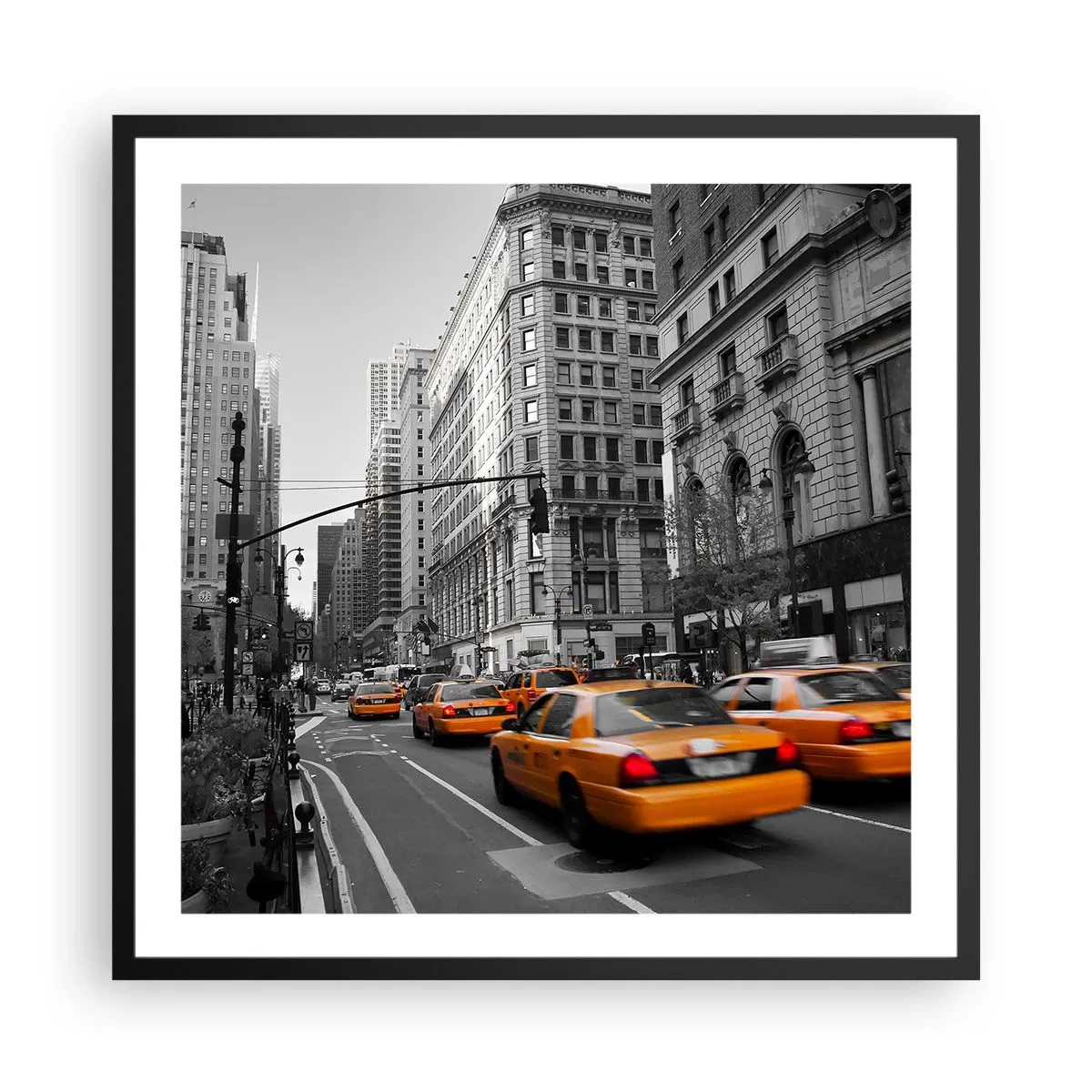 Plakat i sort ramme - Storbyens sol - 60x60 cm