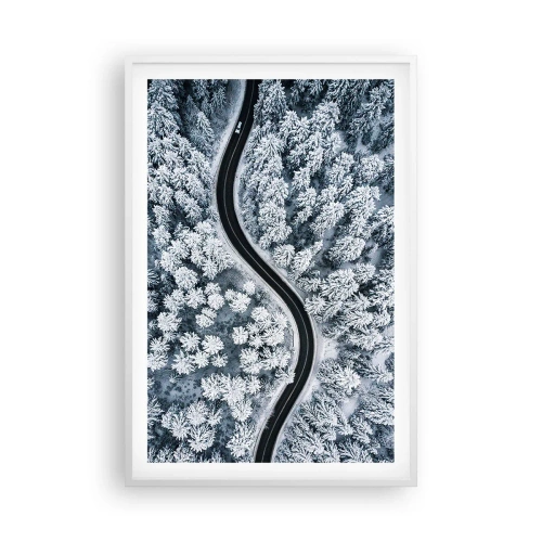 Plakat i hvid ramme - Gennem en vinterskov - 61x91 cm
