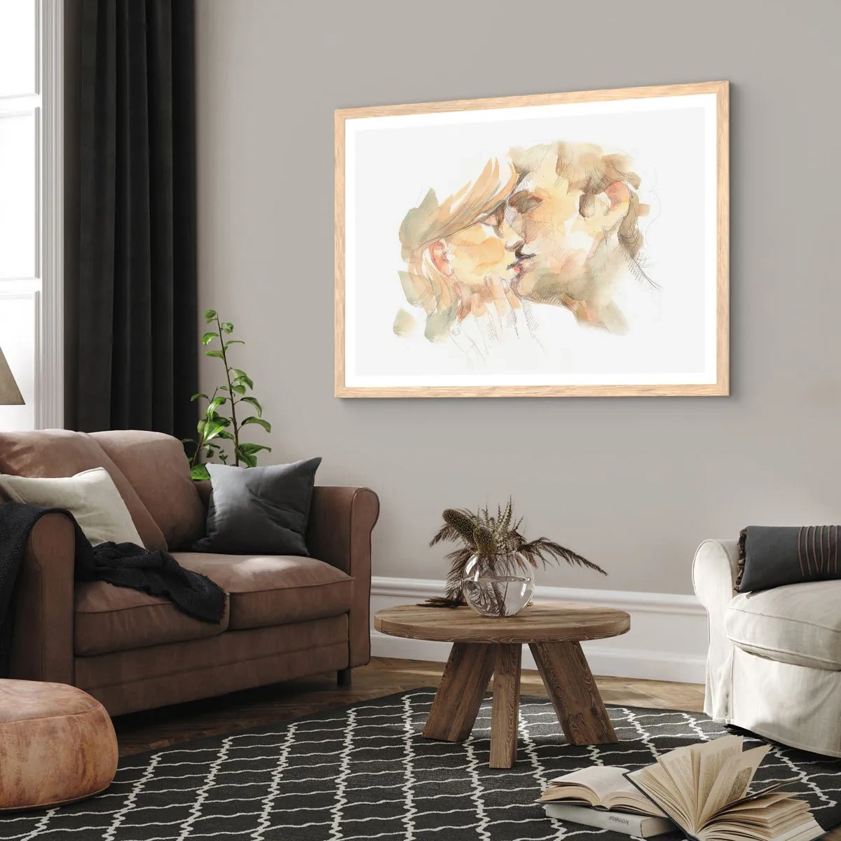 Plakat i ramme af lyst egetræ - Den fundne halvdel? - 91x61 cm