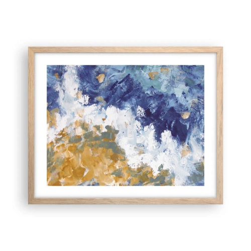 Plakat i ramme af lyst egetræ - Elementernes dans - 50x40 cm