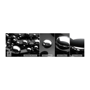 Prøve Fototapet Selvklæbende Deluxe Sticker - Fra de sorte dybder - Abstraktion, Krom bolde, 3D - 100x30 cm