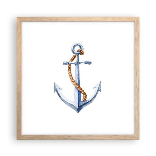 Plakat i ramme af lyst egetræ - Ahoj eventyr! - 40x40 cm