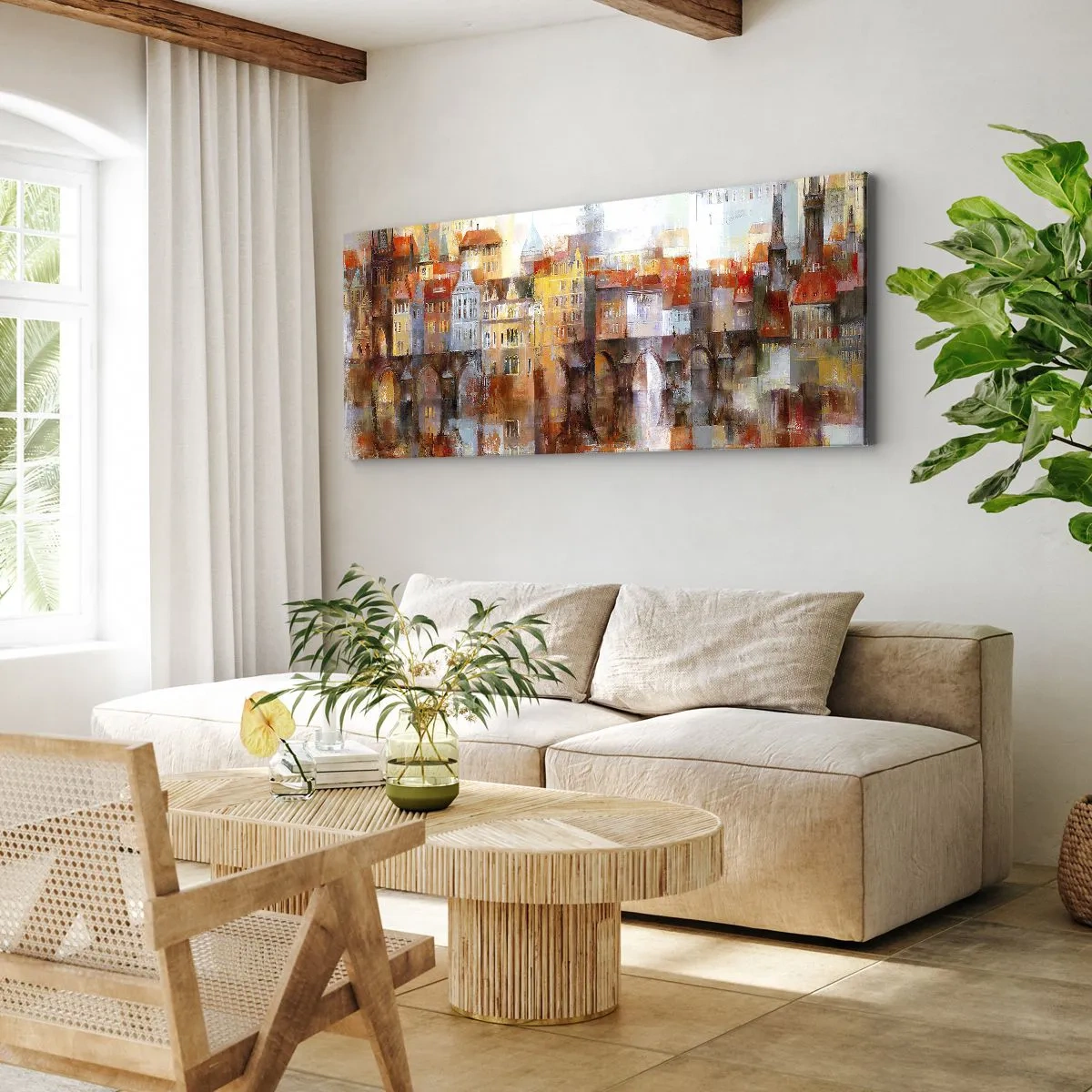 Lærredstryk - Billede på lærred - Under broen også smuk - 90x30 cm