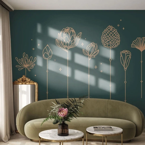 Fototapet Premium Canvas - Familien ZIÓŁkowski - Blomster, Art Deco, Minimalistisk - 450x315 cm
