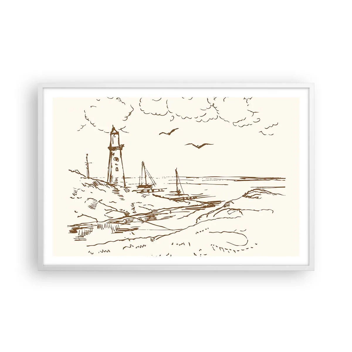 Plakat i hvid ramme - Oversigt over sommerminder - 91x61 cm