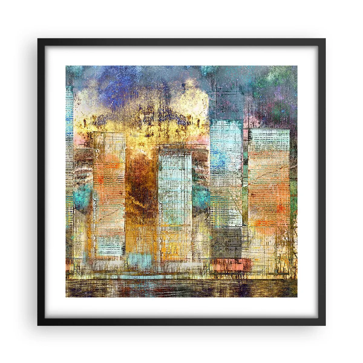 Plakat i sort ramme - Solrig metropol - 50x50 cm