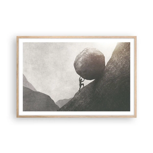 Plakat i ramme af lyst egetræ - Jeg tror mod al forventning - 91x61 cm