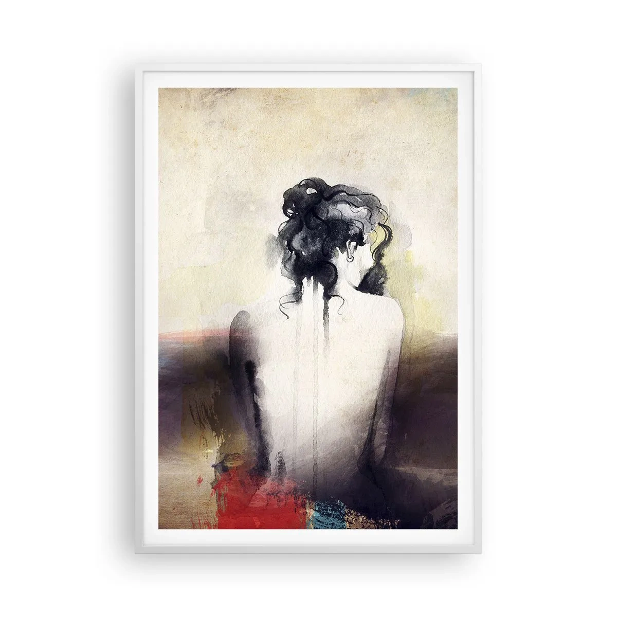 Plakat i hvid ramme - Glatte linjer, ovale former - 70x100 cm
