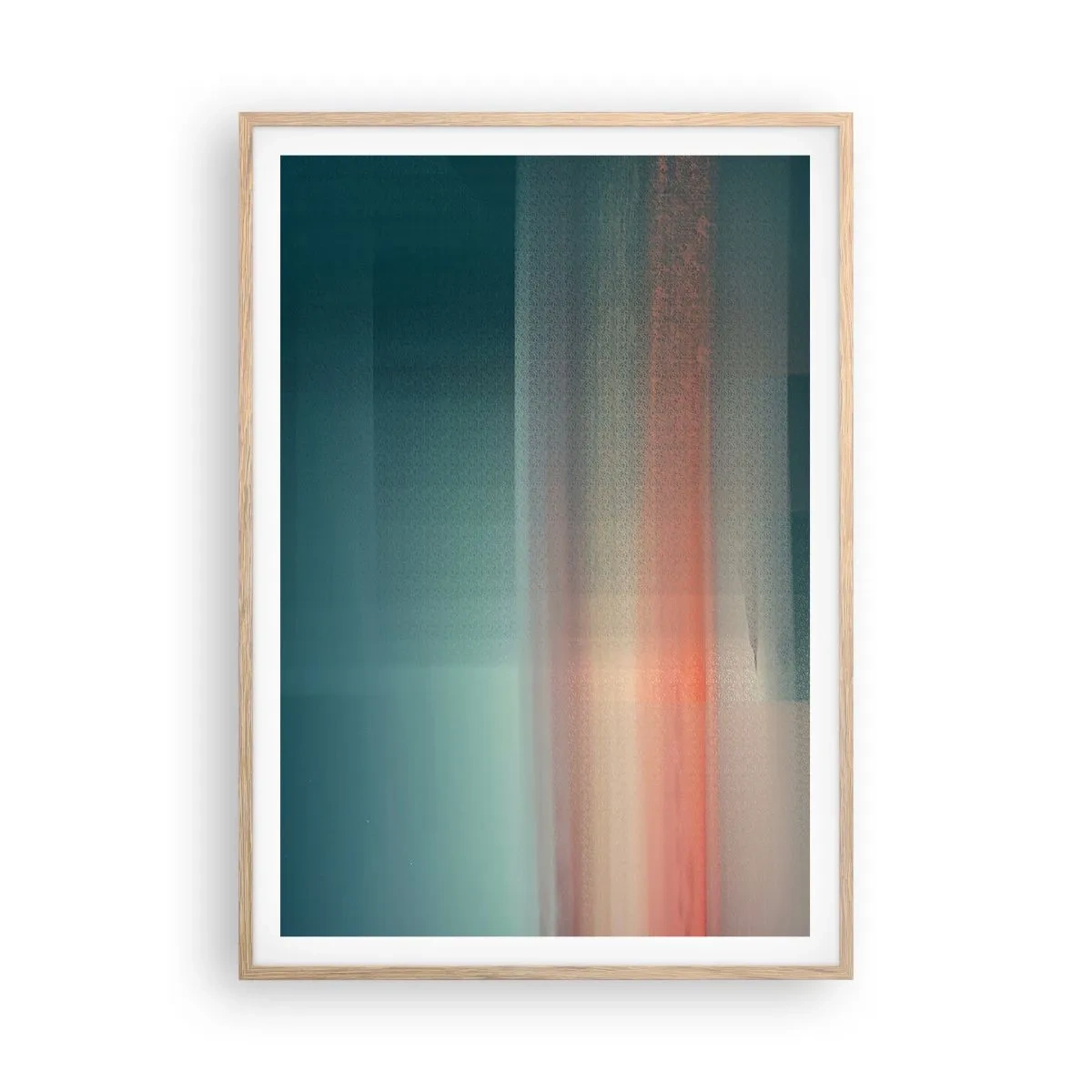 Plakat i ramme af lyst egetræ - Abstraktion: bølger af lys - 70x100 cm