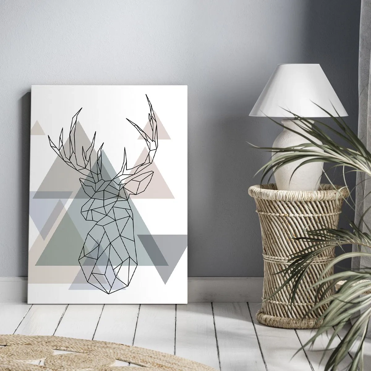 Lærredstryk - Billede på lærred - I en geometrisk skov - 50x70 cm