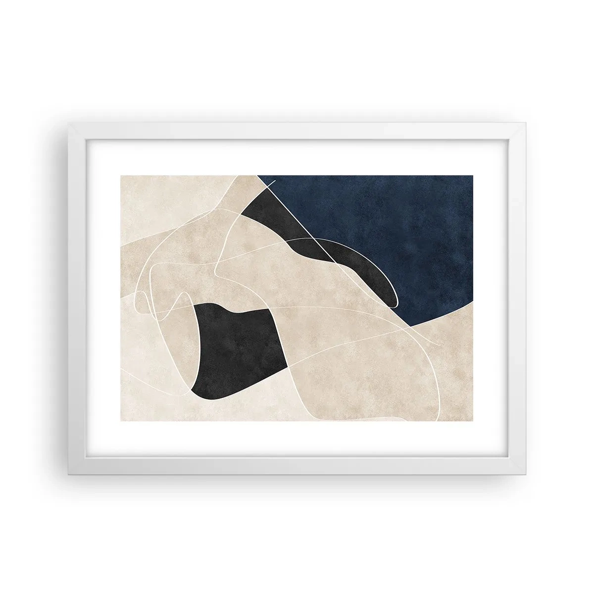 Plakat i hvid ramme - Abstrakt komposition - kontrast af farver - 40x30 cm