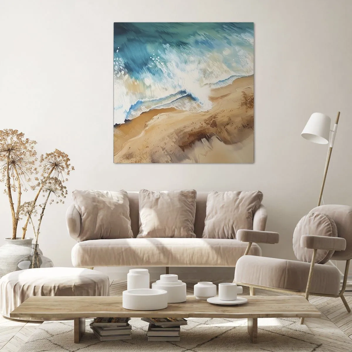 Lærredstryk - Billede på lærred - Tilbagevendende bølge - 30x30 cm
