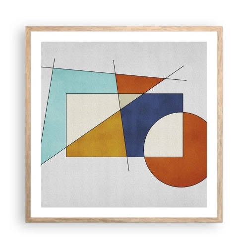 Plakat i ramme af lyst egetræ - Abstraktion: modernistisk leg - 60x60 cm