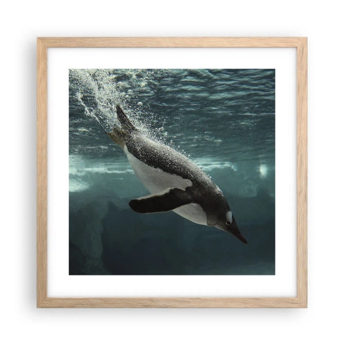 Plakat i ramme af lyst egetræ - Velkommen til min verden - 40x40 cm
