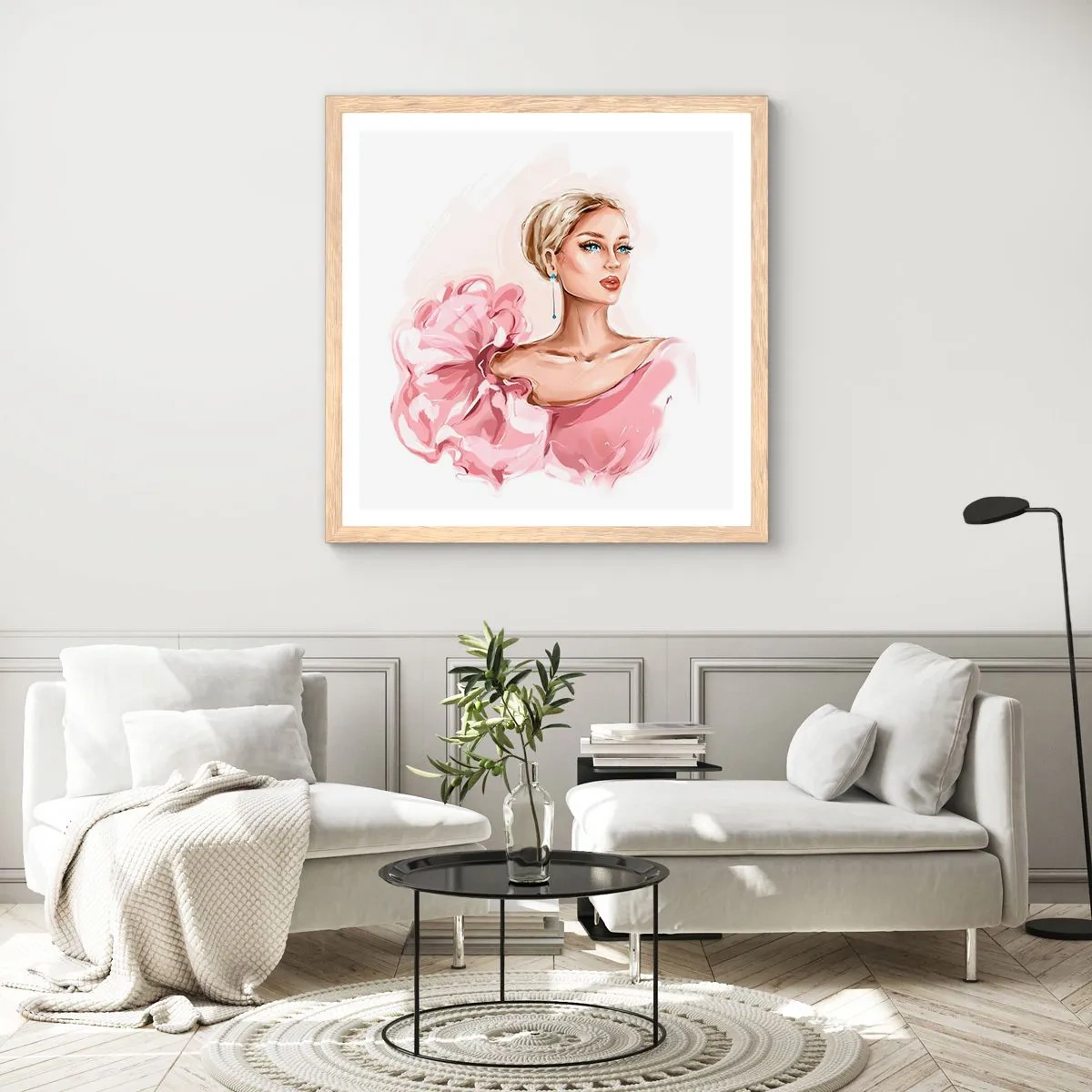 Plakat i ramme af lyst egetræ - Som malet... - 30x30 cm