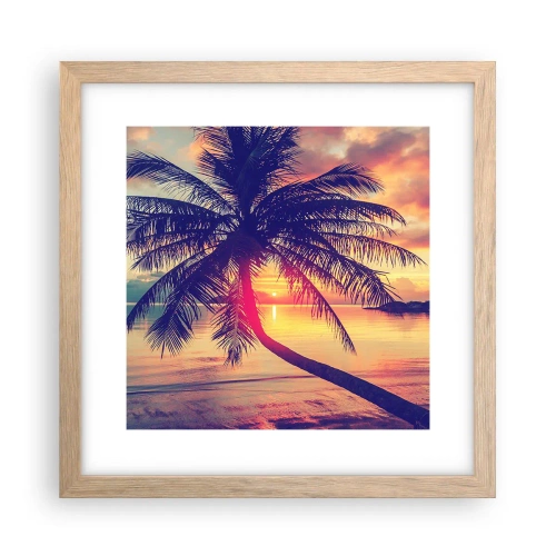 Plakat i ramme af lyst egetræ - En aften under palmerne - 30x30 cm