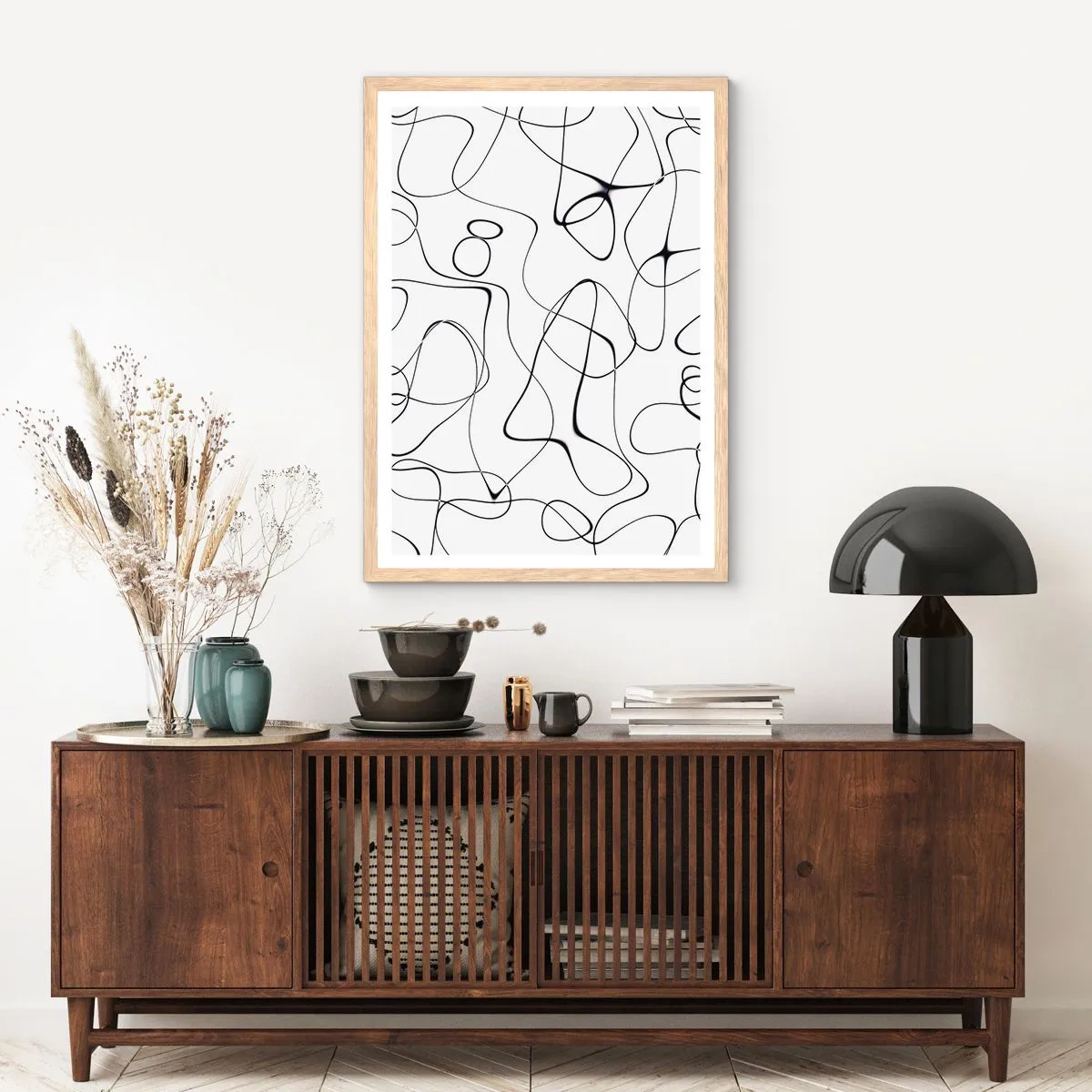 Plakat i ramme af lyst egetræ - Livets veje, skæbnens omskiftelser - 30x40 cm