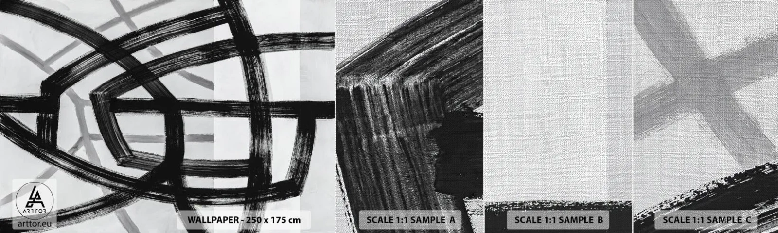 Prøve Fototapet Premium Canvas - Opbygning af dybde - Tankestreger, Stykke, Moderne - 100x30 cm