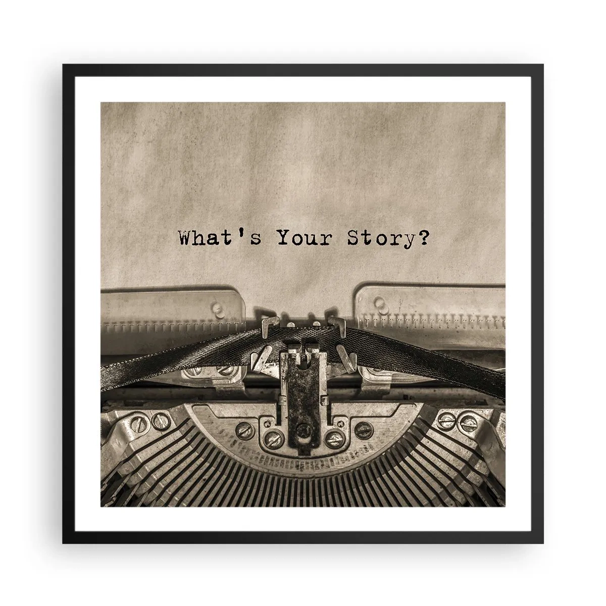 Plakat i sort ramme - Fortæl mig - 60x60 cm