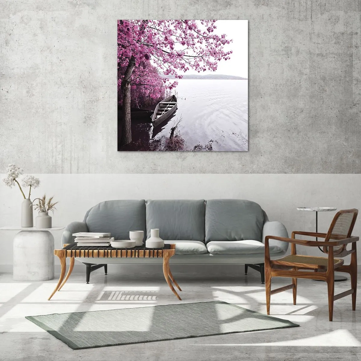 Billede på glas - I lyserød stilhed - 70x70 cm