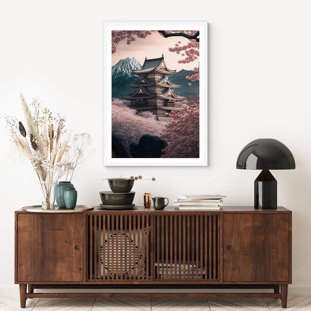 Plakat i hvid ramme - Kirsebærblomsternes land - 61x91 cm