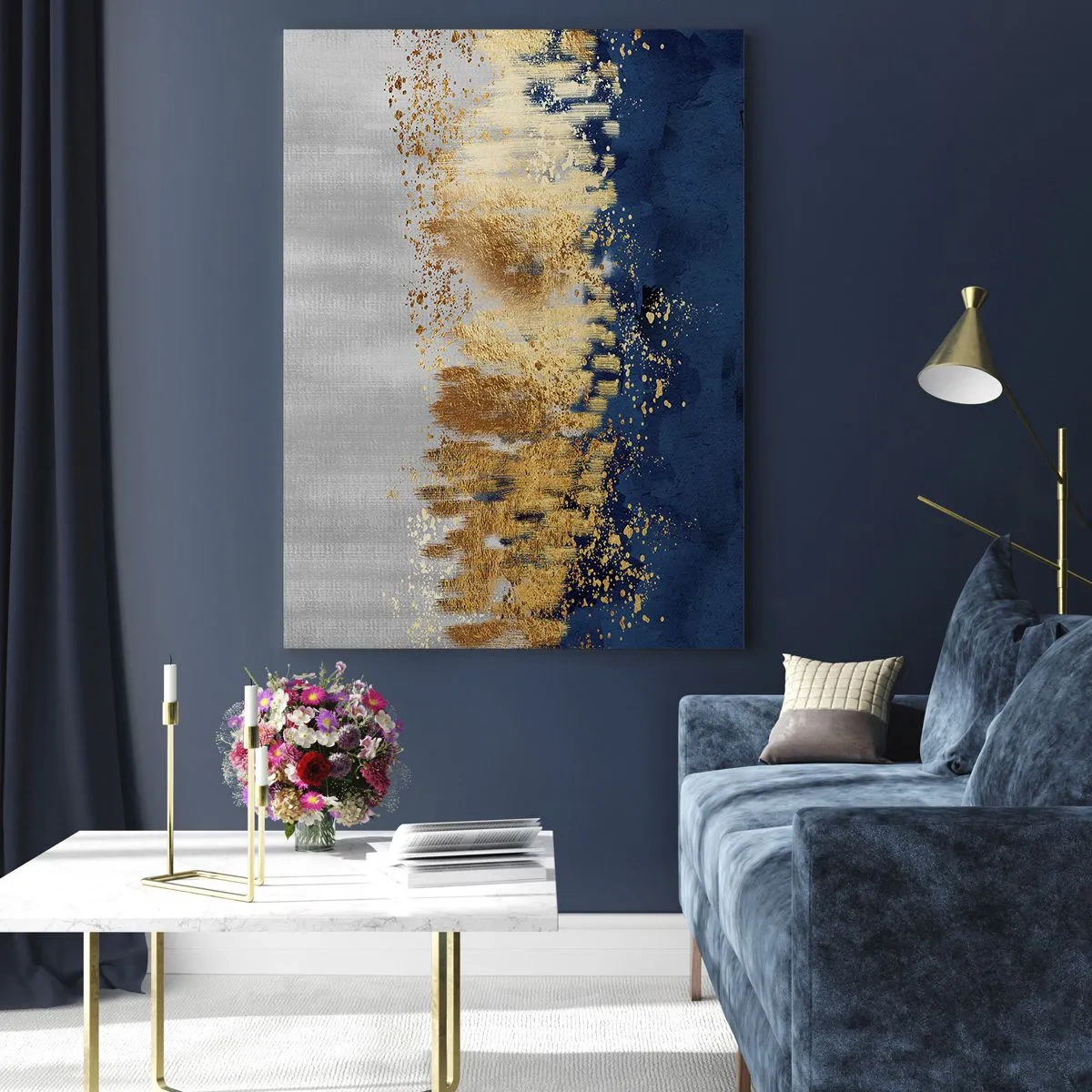 Billede på glas - Moderne komposition med gnist - 50x70 cm