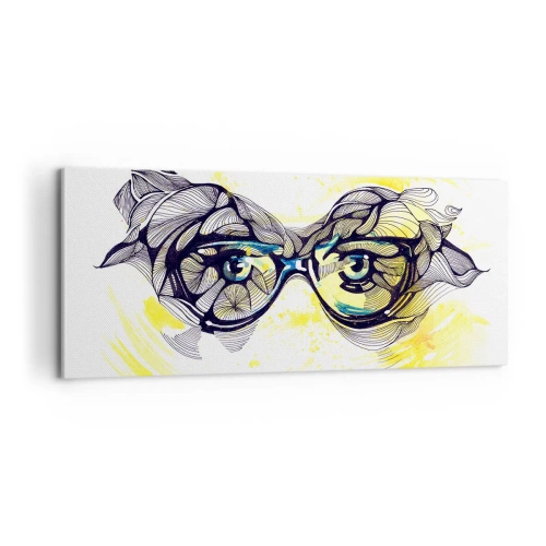 Lærredstryk - Billede på lærred - Gennem blå briller - 100x40 cm