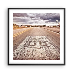 Plakat i sort ramme - Mother Road - amerikansk legende - 50x50 cm