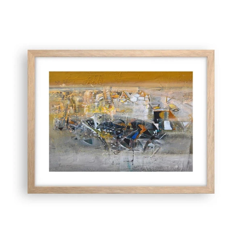 Plakat i ramme af lyst egetræ - Alt vil falde på plads - 40x30 cm