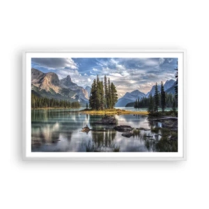 Plakat i hvid ramme - Over store og klare vande… - 91x61 cm