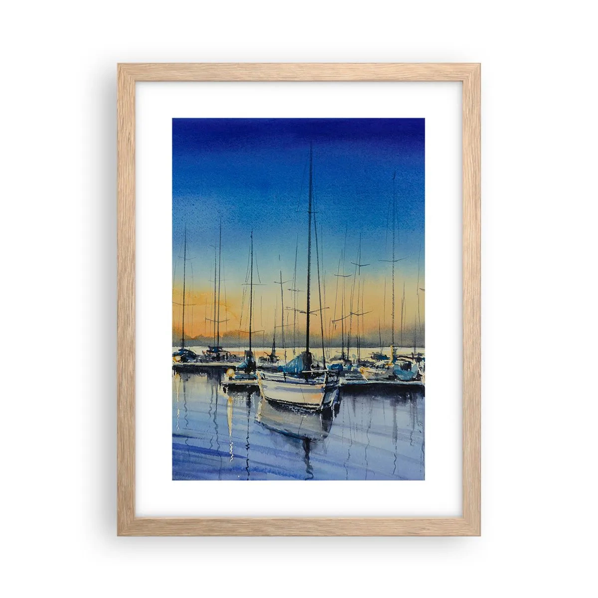 Plakat i ramme af lyst egetræ - Slutningen på en god dag - 30x40 cm
