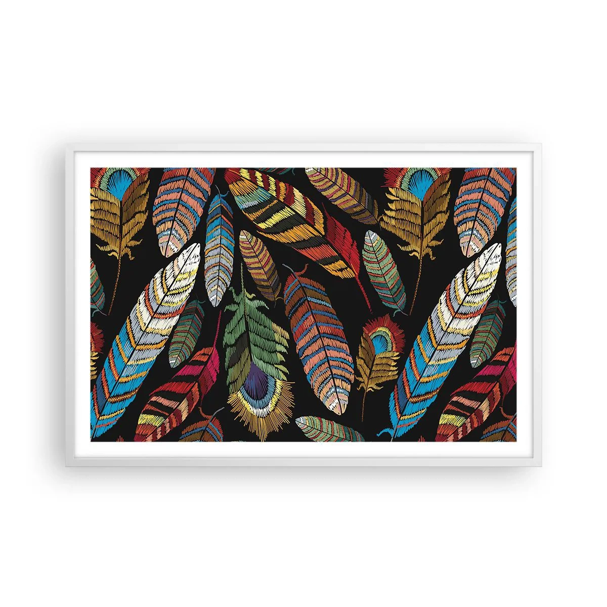 Plakat i hvid ramme - Fuglekarneval - 91x61 cm