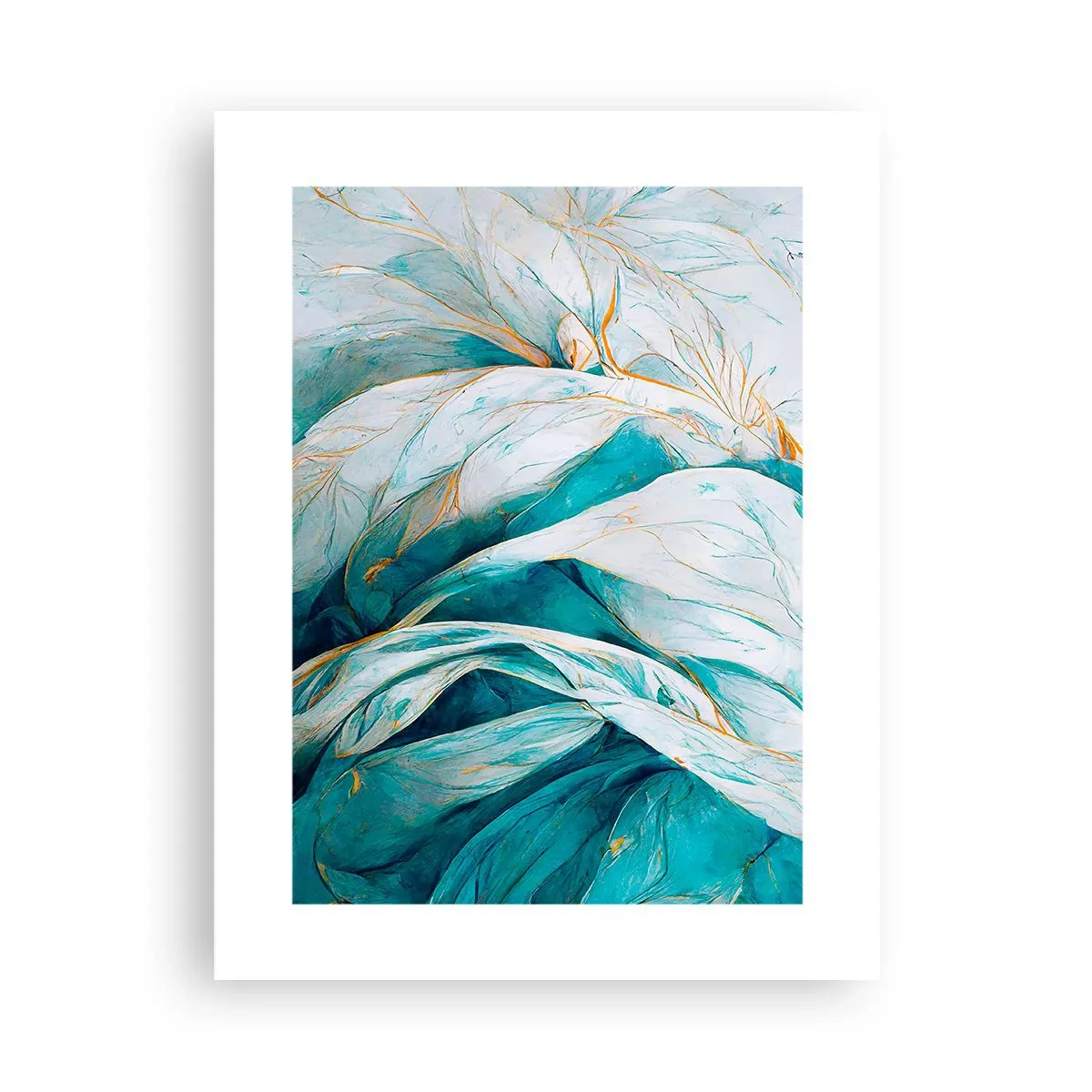 Plakat - Blå abstraktion med et guldmotiv - 30x40 cm
