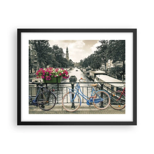 Plakat i sort ramme - Farverne i Amsterdams gader - 50x40 cm
