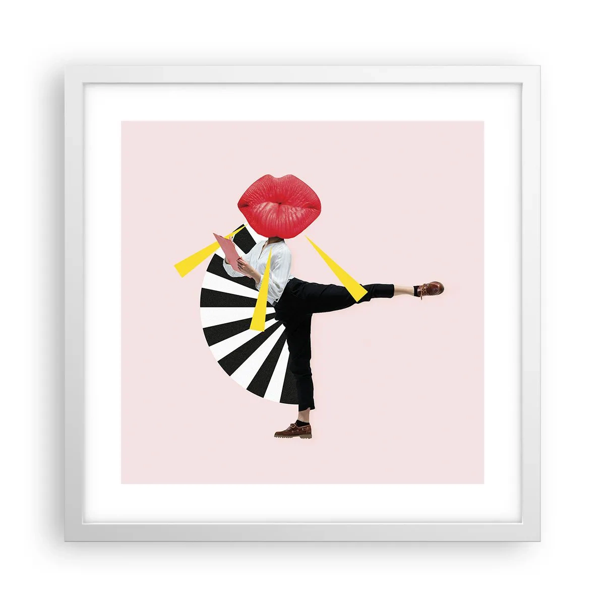 Plakat i hvid ramme - Surrealistisk popkunst - 40x40 cm