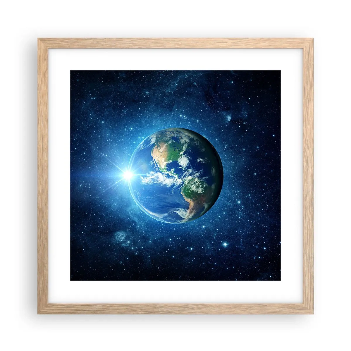 Plakat i ramme af lyst egetræ - Vi er i himlen - 40x40 cm