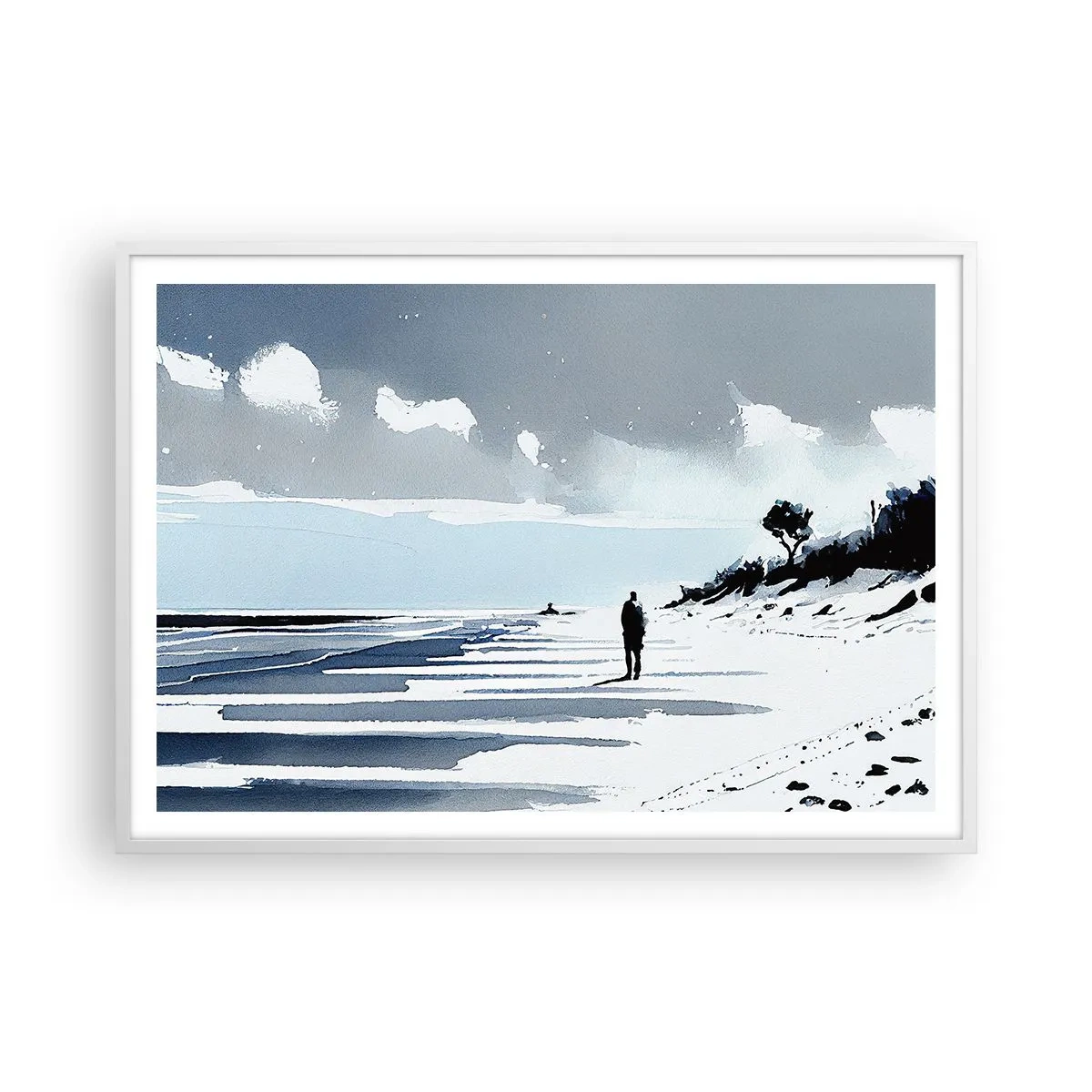 Plakat i hvid ramme - Alene - 100x70 cm