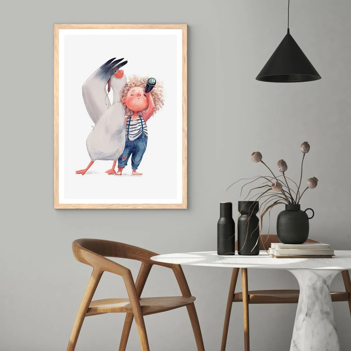 Plakat i ramme af lyst egetræ - En plan for en fantastisk rejse - 70x100 cm