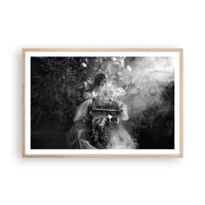Plakat i ramme af lyst egetræ - Selve Moder - Naturen - 91x61 cm