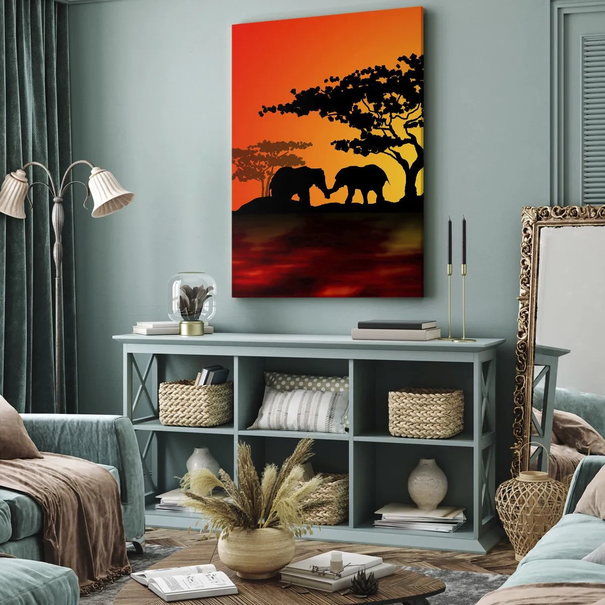 Lærredstryk - Billede på lærred - Møde på savannen - 50x70 cm