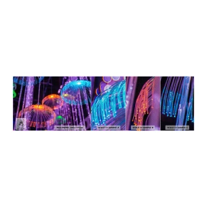 Prøve Fototapet Premium Sand - Lysende springvand - Neon, Lys, Luminans - 100x30 cm