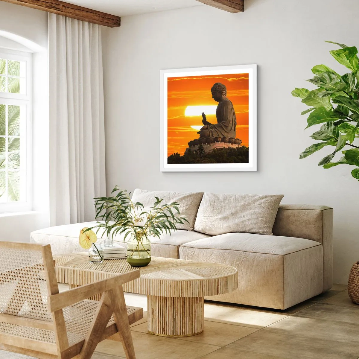 Plakat i hvid ramme - Uden frygt for verden - 40x40 cm