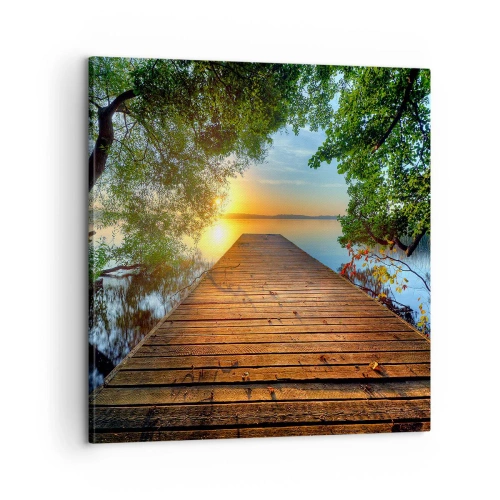 Lærredstryk - Billede på lærred - Tag dig god tid, sæt dig ned - 60x60 cm